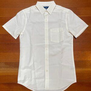 Wool & Prince Merino Wool Linen Button Down SS Shirt White Mens XS Rrp $118